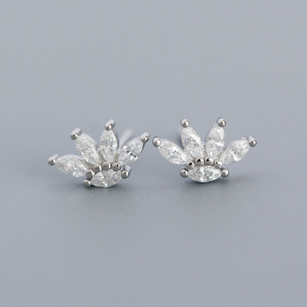 Minimalist Geometric Stud Earrings in S925 Sterling Silver with Zircon Inlay for Women