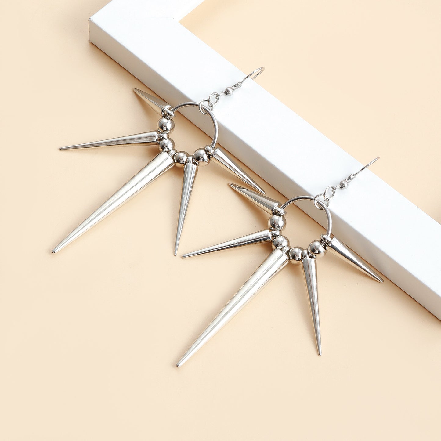 Punk Geometric Metal Stud Earrings with Electroplated Finish for Women and Unisex Wear