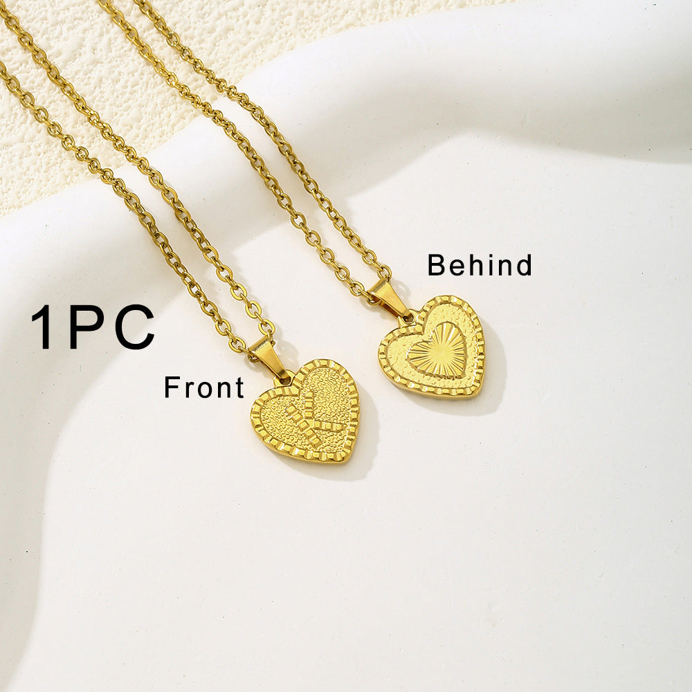 Elegante collana con ciondolo a forma di cuore in acciaio inossidabile con lettera, per donna, finitura placcata, stile catena O