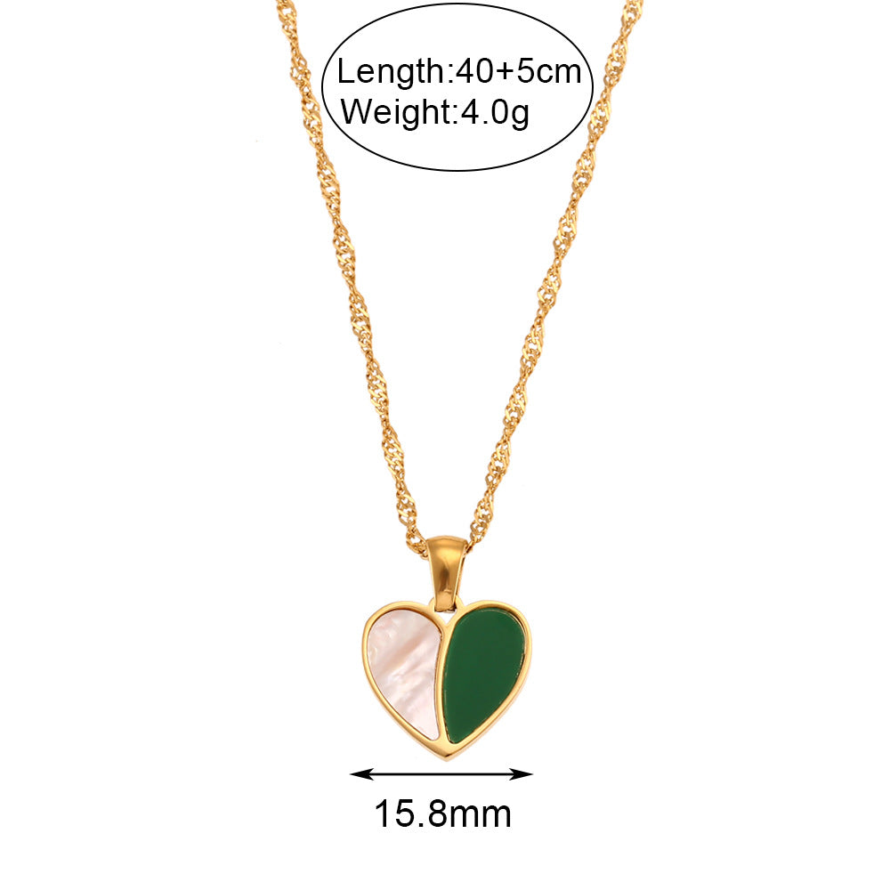 Collana con ciondolo a cuore da donna in acciaio inossidabile e acciaio al titanio, di lusso minimalista, con finitura placcata