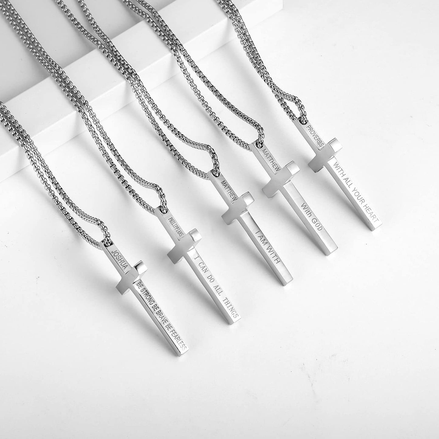 Minimalist Cross Pendant Necklace in Stainless Steel with Polished Titanium Steel Charm for Unisex Daily Wear