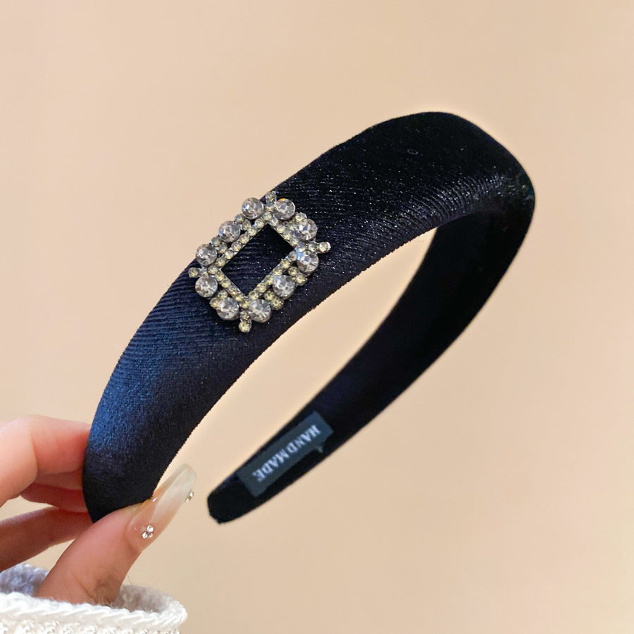 Diadema de perlas minimalista para mujer con estilo retro de otoño e invierno, diadema de tela redonda para peinado de corona alta, accesorio elegante para uso diario en la oficina