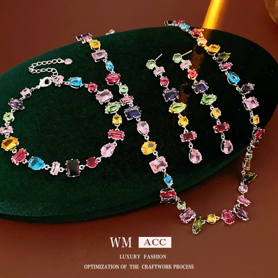 Elegant Sweet Teardrop Geometric Alloy Plated Cubic Zirconia Jewelry Set for Women