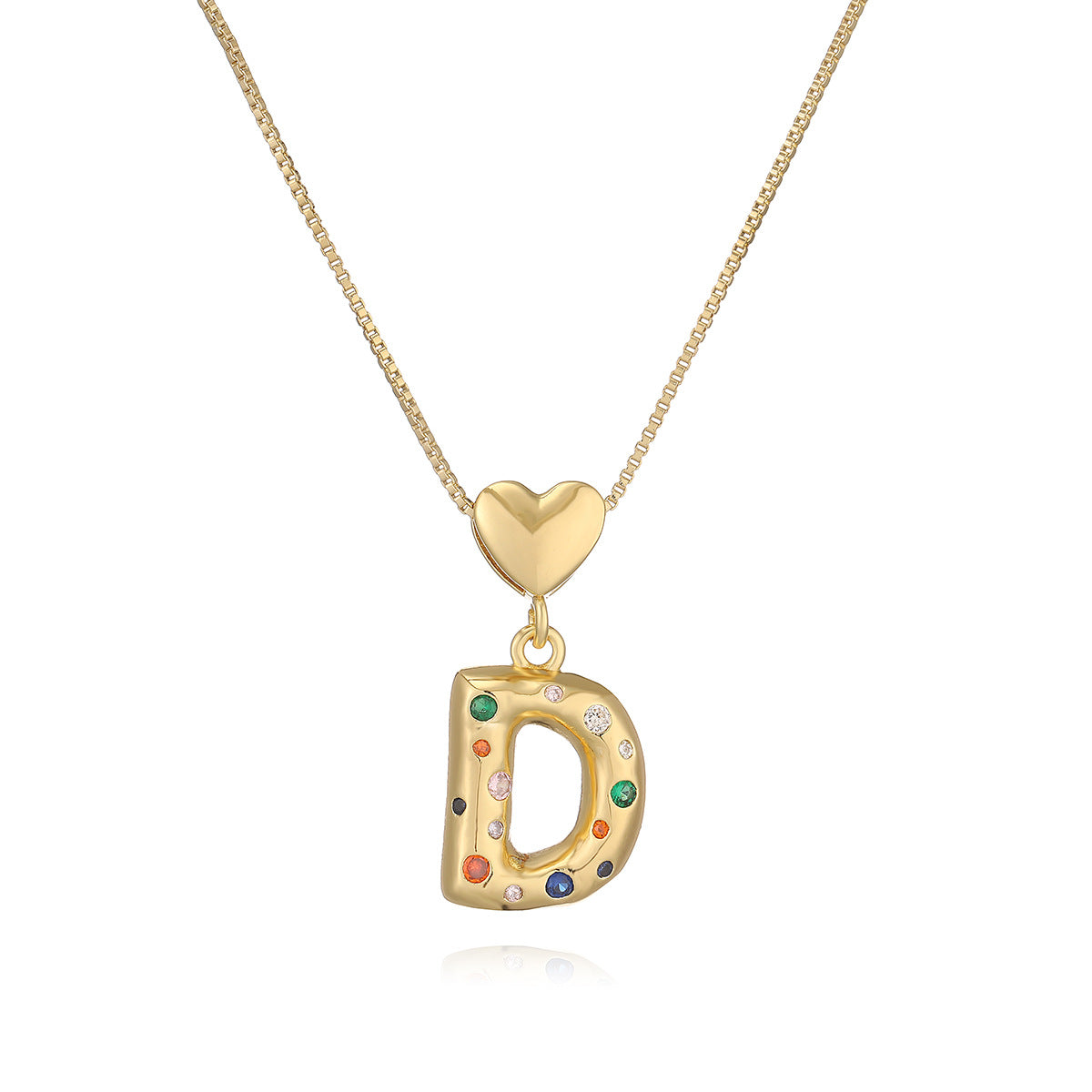 Collana Pendente Minimalista a Lettera in Rame Placcato Oro 18K con Intarsio di Zirconi per Donna
