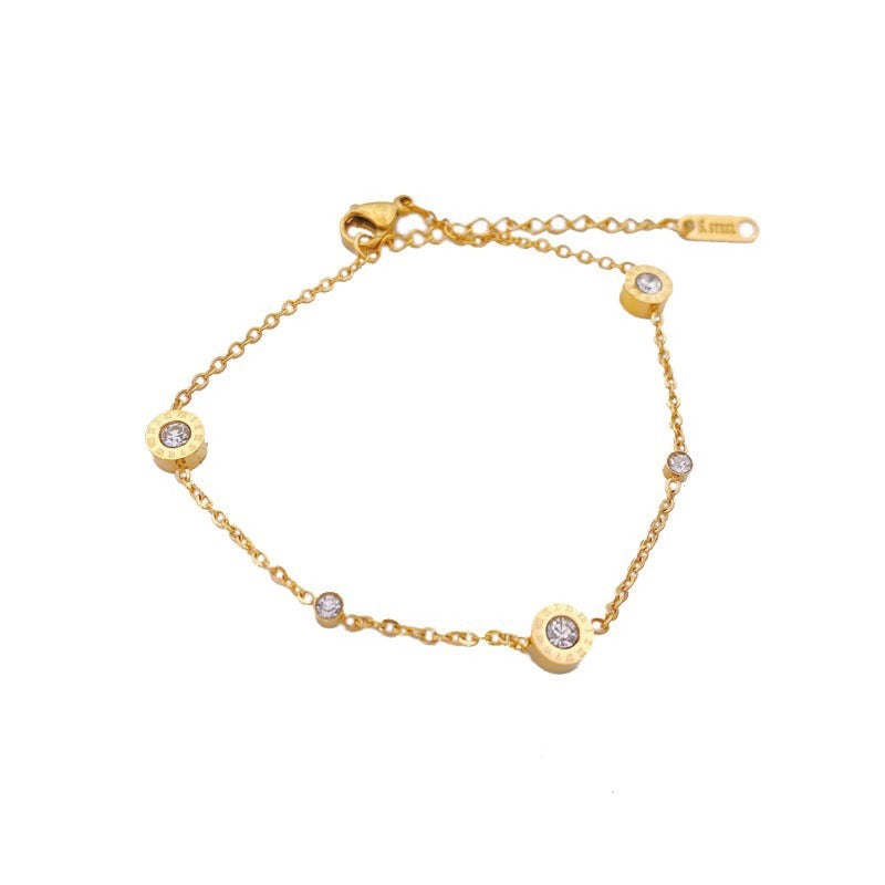 Minimalist Leaf-Shaped Titanium Steel Bracelet for Women with 18K Gold Plating and Floral Petal Detail