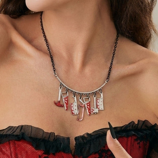 Gothic Cartoon Teardrop Geometric Alloy Plated Layered Necklace for Women