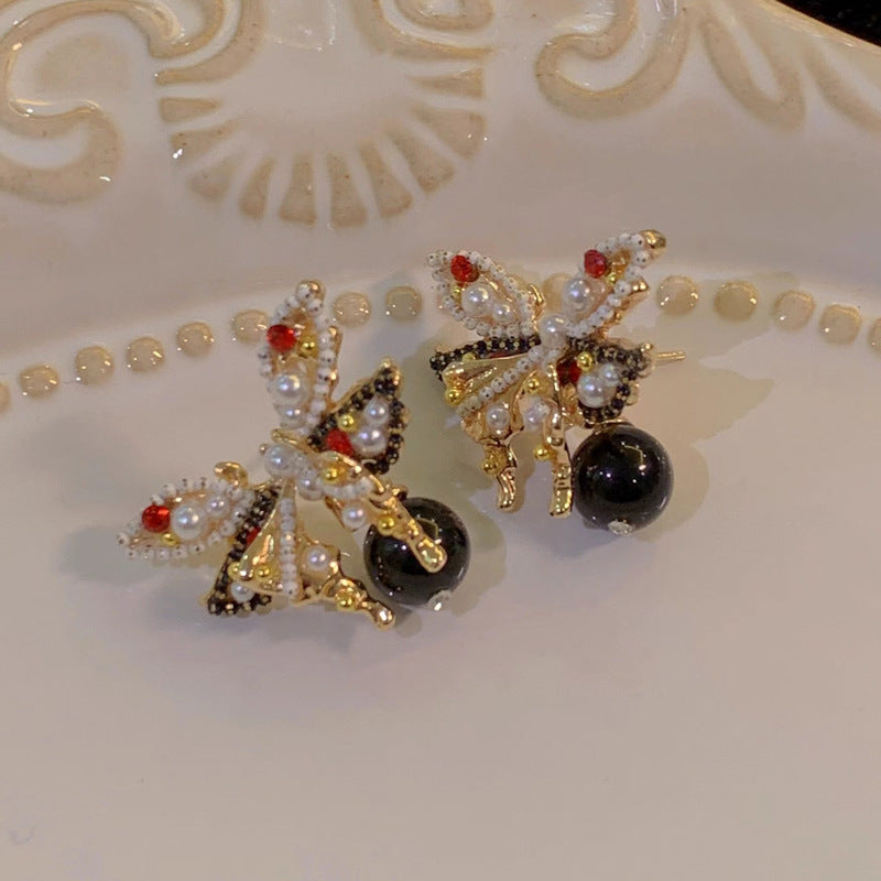 Orecchini in Stile Barocco a Forma Floreale con Strass e Perni in Acciaio Inossidabile per Donna
