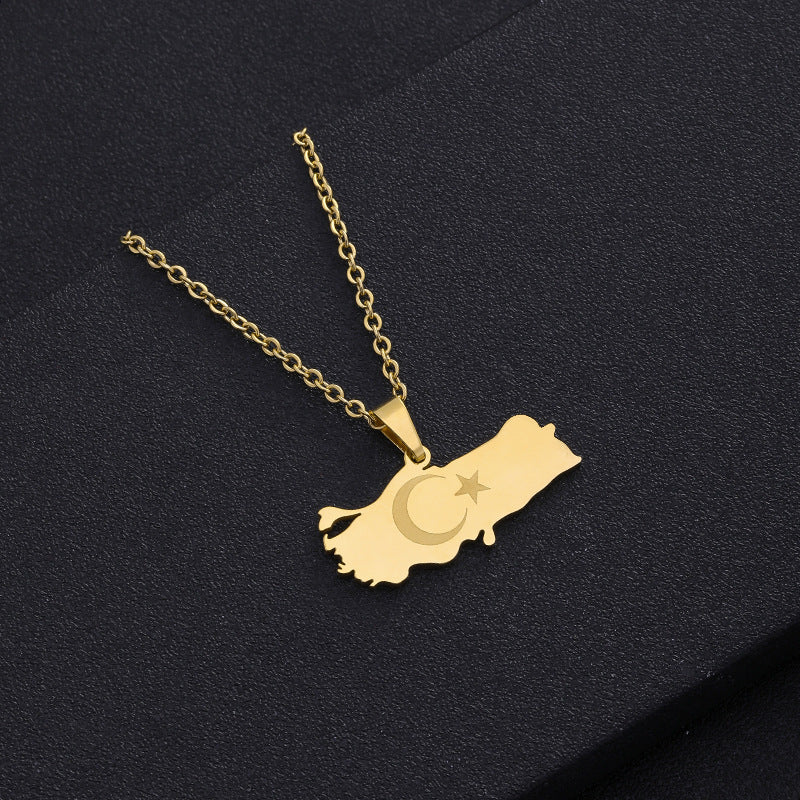 Collar con colgante de acero de titanio geométrico étnico con esmalte para unisex, estilo de cadena O
