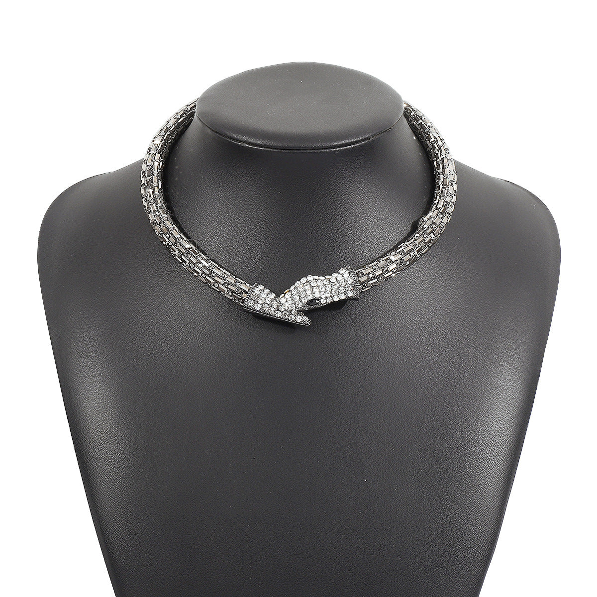 Edgy Snake-Shaped Alloy Bracelet with Rhinestone Inlay Plated in Premium Finish for Women