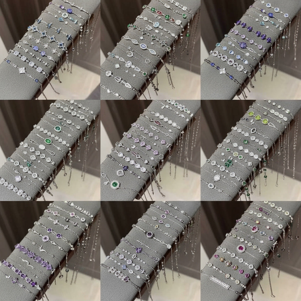 Luxury Elegant Geometric Floral Cubic Zirconia Inlay Bracelet for Women