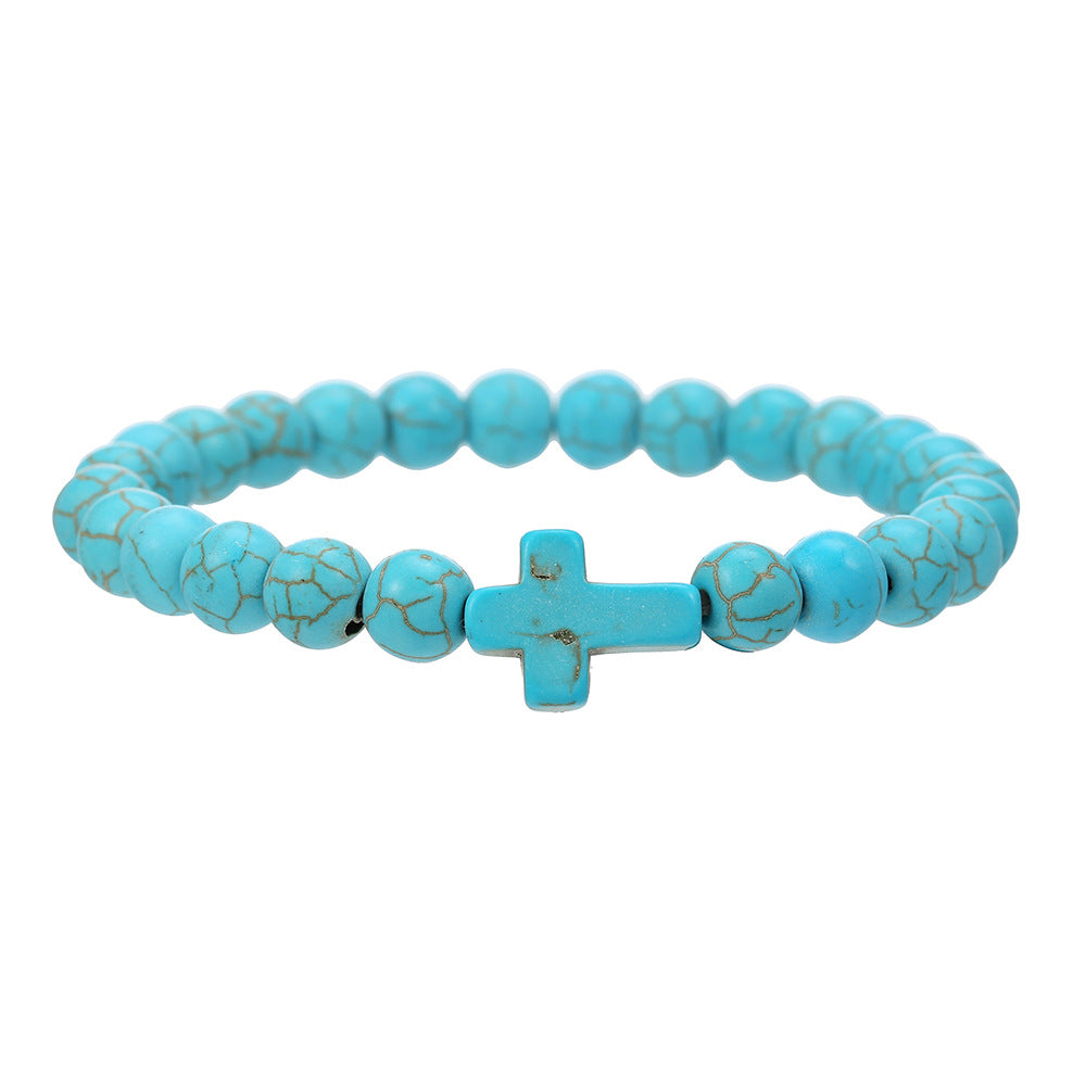 Bohemian Ethnic Geometric Round Alloy Turquoise Beaded Bracelet