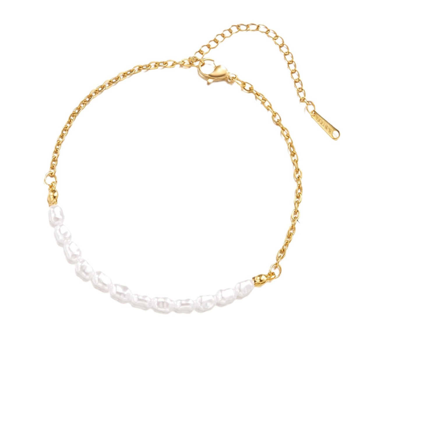 Sweet Teardrop Pearl Stainless Steel Bracelet Unisex Handmade Jewelry