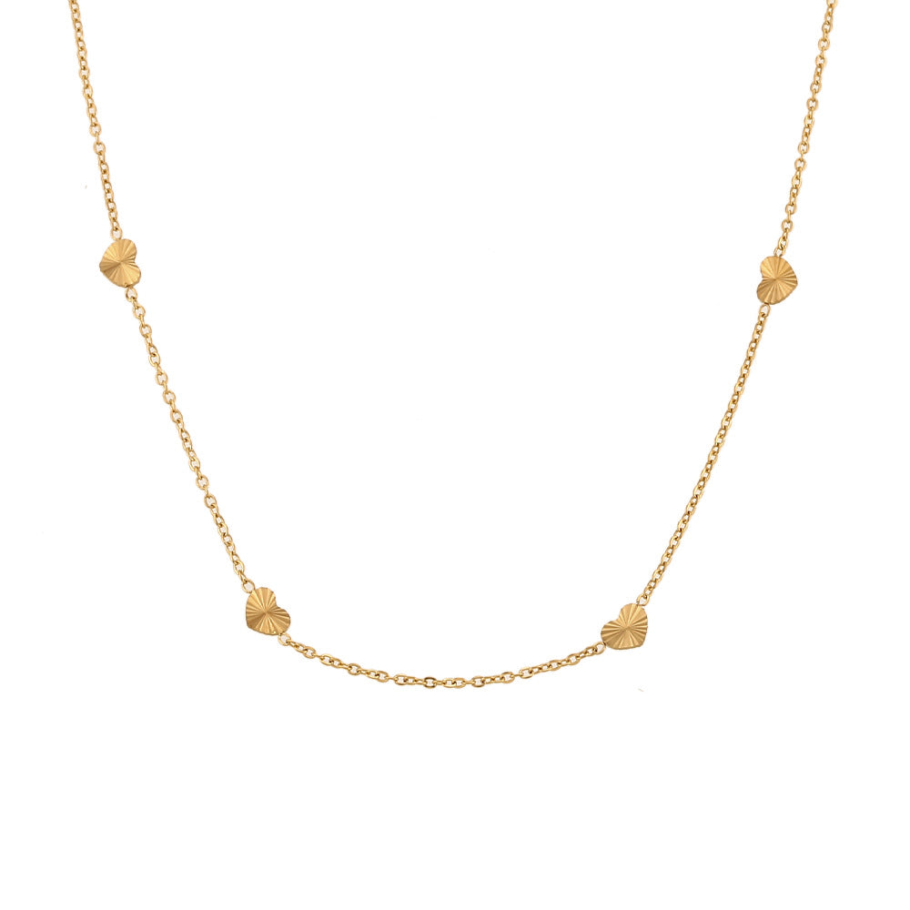 Collana Minimalista con Pendente a Cuore Lussuoso in Acciaio Inossidabile Placcato Oro da Donna