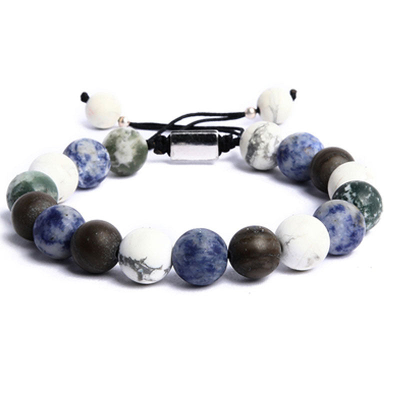 Unisex Geometric Round Gemstone Beaded Bracelet Solar System Planet Design Handmade Jewelry
