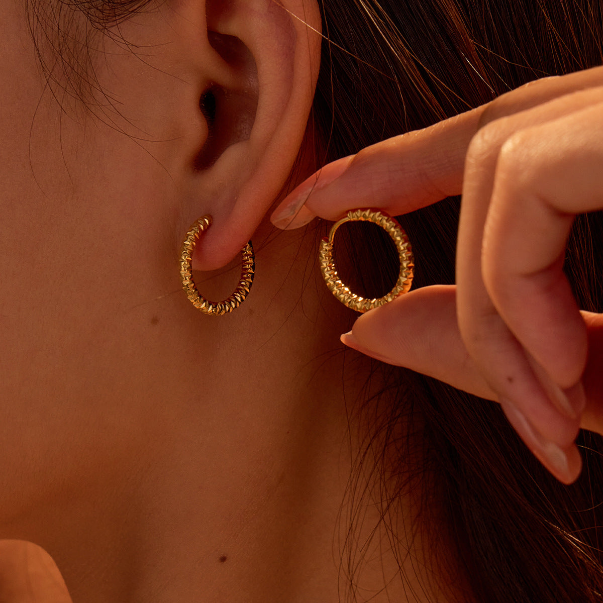 Pendientes de Aro Minimalistas Geométricos de Acero Inoxidable con Baño de Oro y Plata para Mujer