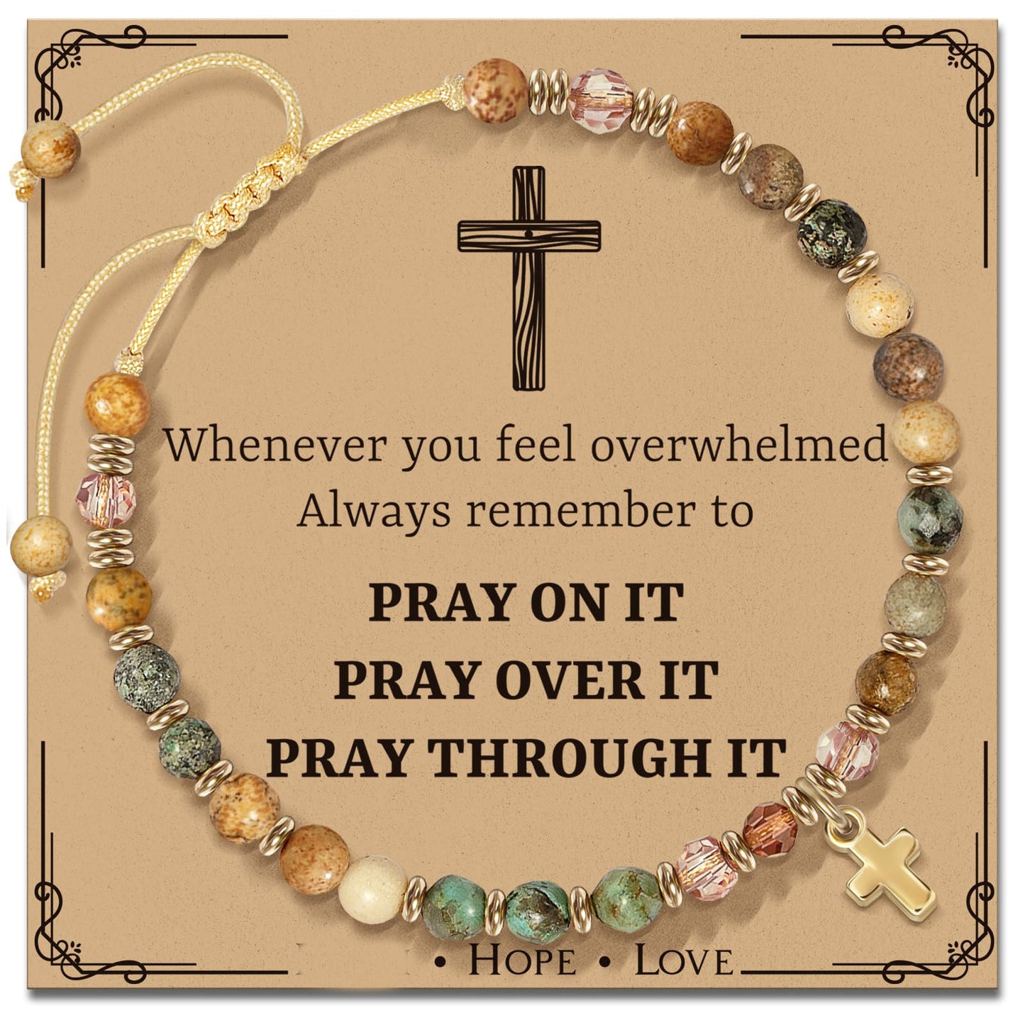 Minimalist Natural Agate Cross Pendant Bracelet for Women