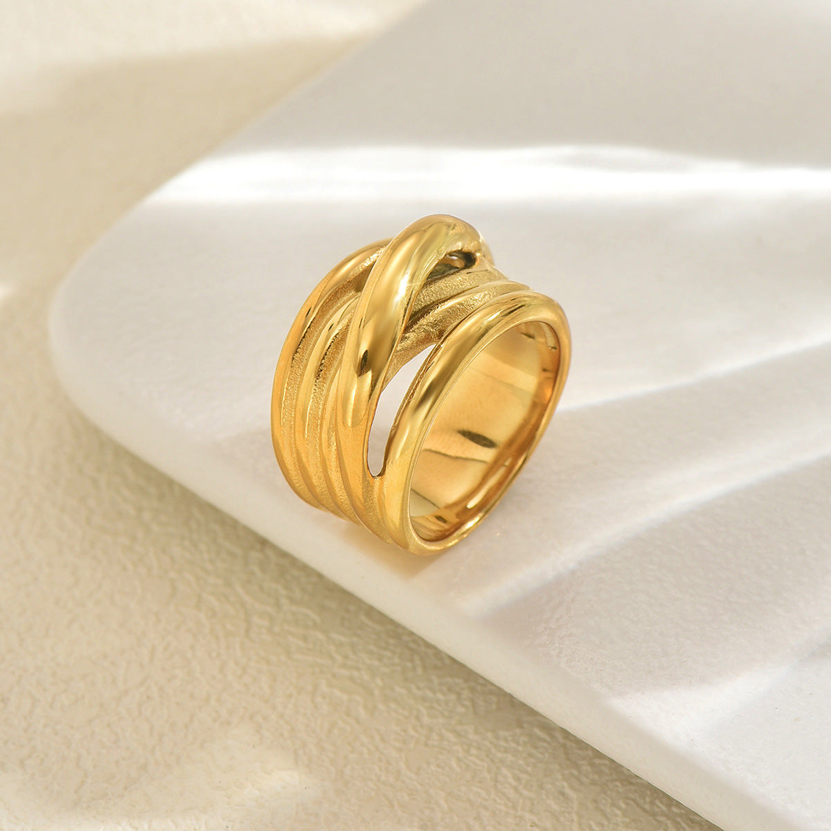Anello a Fascia Geometrico Minimalista da Donna in Lega di Zinco con Finitura Placcata Gioielli alla Moda per Tutti i Giorni