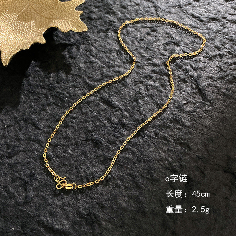 Minimalist Gold Plated Titanium Steel Beaded Necklace Round Pendant Unisex