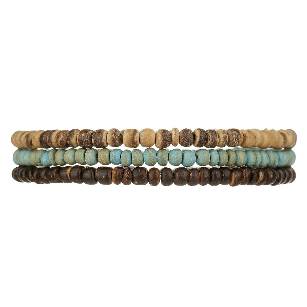 Bohemian Geometric Wood Bead Bracelet Unisex