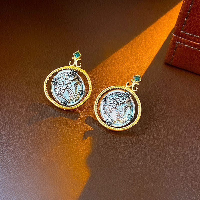 Pendientes colgantes de metal con acabado chapado, diseño floral geométrico de corazón, estilo vintage chic para mujer