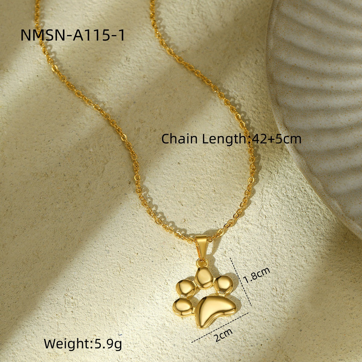 Collana Minimalista a Forma di Zampa di Gatto in Acciaio al Titanio da Donna con Placcatura in Oro 18K e Ciondolo in Acciaio Inossidabile