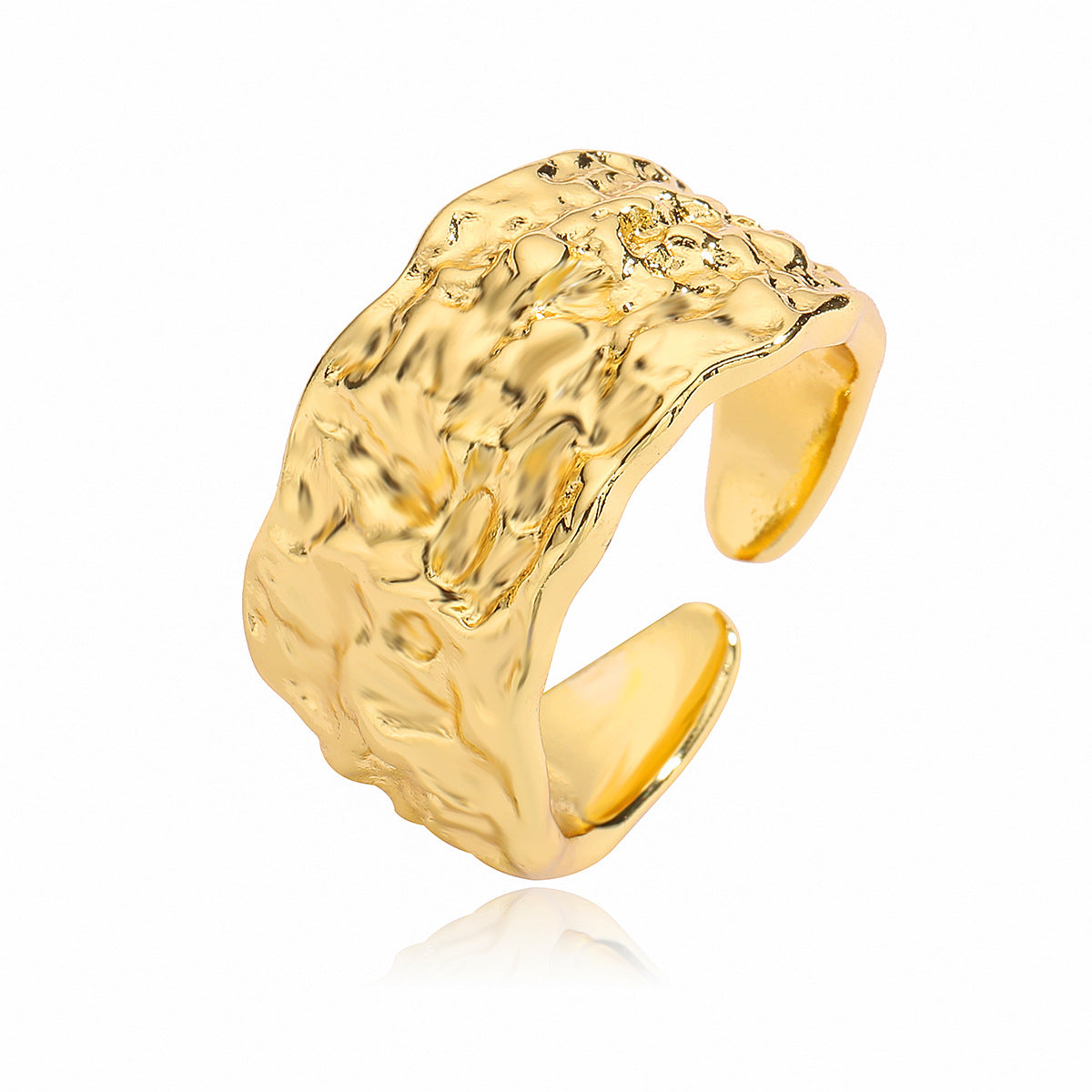 Anello da Donna Minimalista con Cuore Aperto Geometrico in Rame Placcato Oro