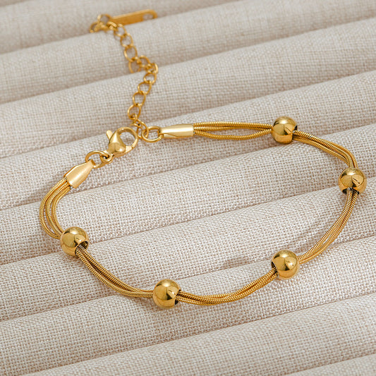 Minimalist Women's Titanium Steel Bracelet with 18K Gold Plating, Hypoallergenic Fashion Bracelet for Anniversary Gift