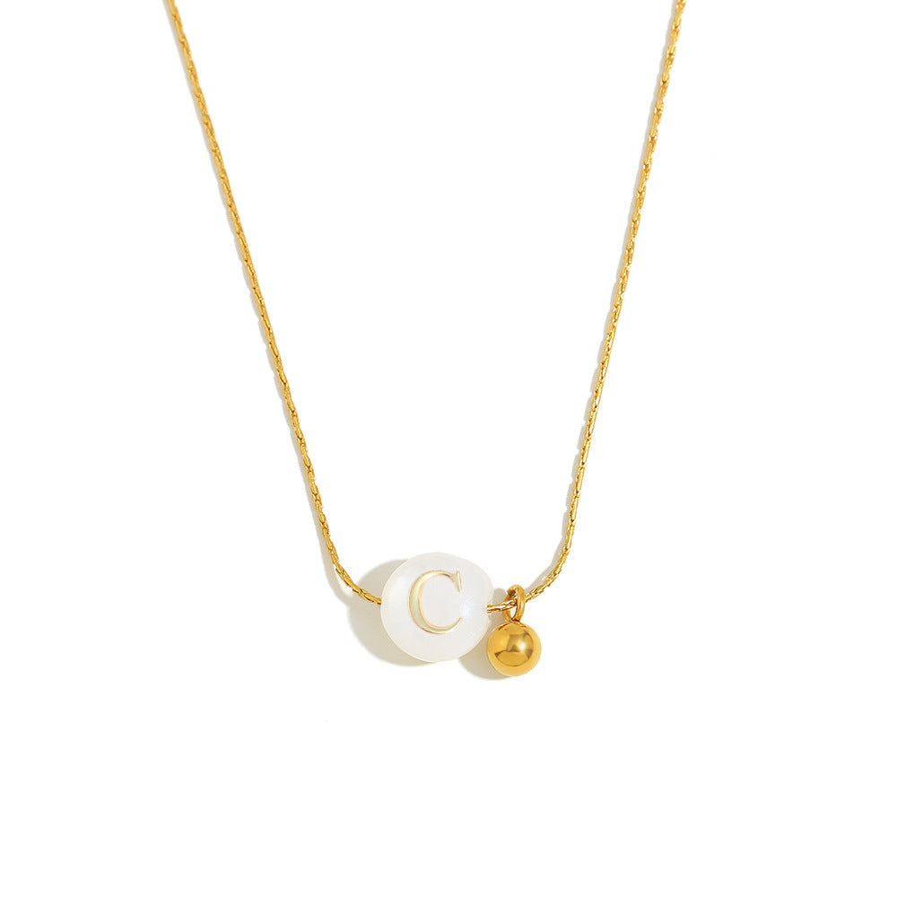 Fashionable OL Style Letter-Shaped Stainless Steel Necklace with 18K Gold Plating for Women