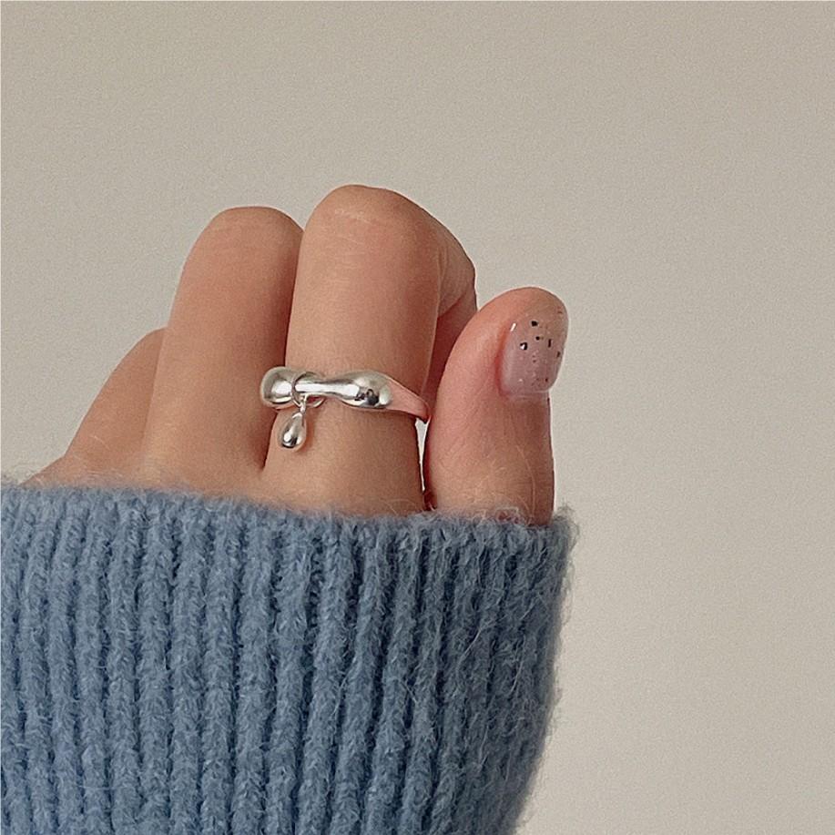 Anello da donna in argento Sterling S925 geometrico minimalista con design a maglie di catena