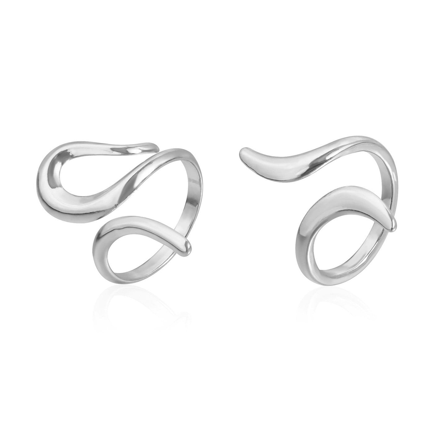 Anillo Abierto Geométrico Ajustable con Acabado Metálico Plateado y Detalles de Piedras Preciosas Coloridas para Mujer