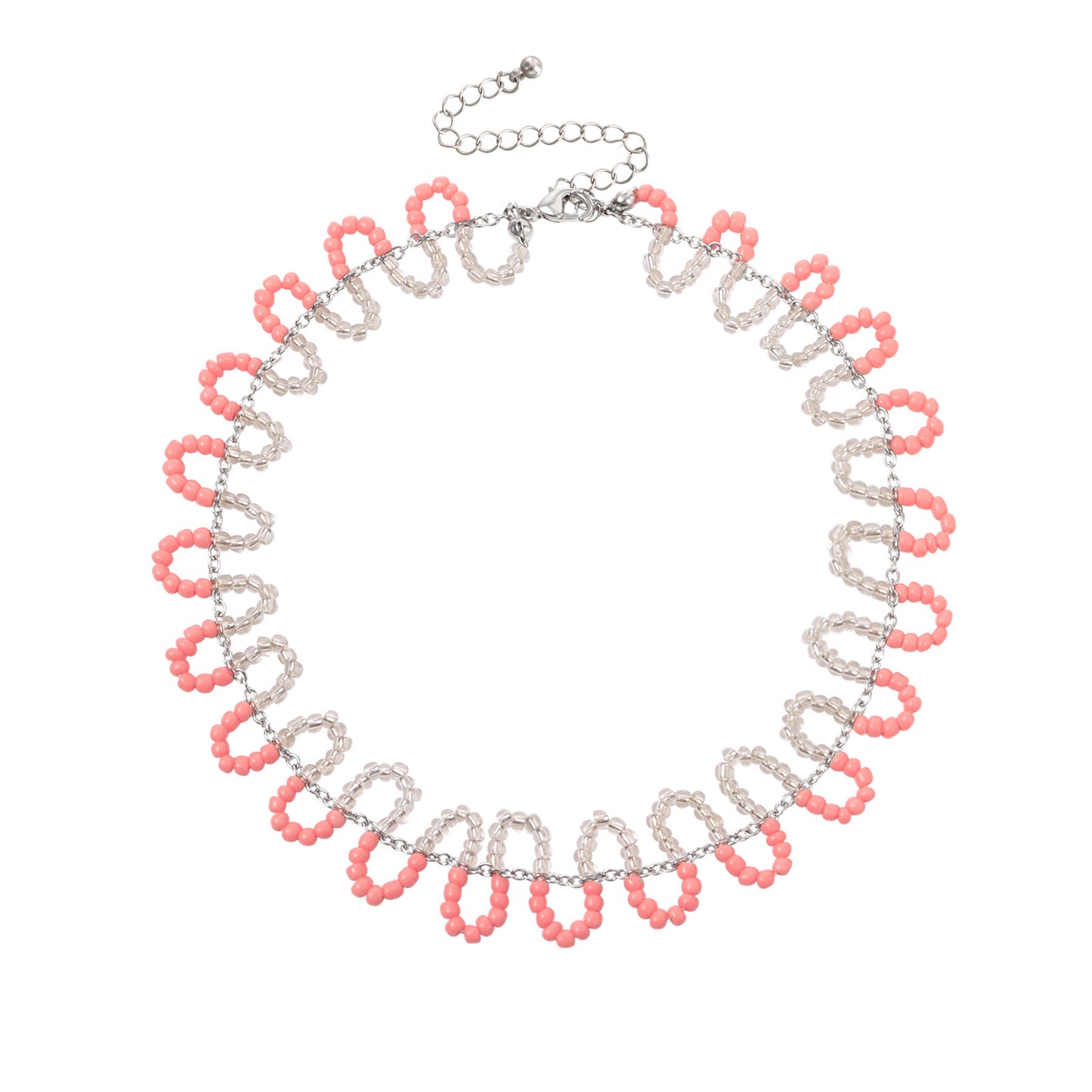 Bohemian Colorful Seed Bead S-Shaped Necklace with Geometric Pendant in Alloy Plated Finish
