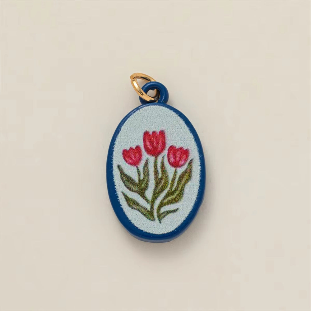 Minimalist Floral Pattern Brass PVD Plated DIY Charm Bar Pendant