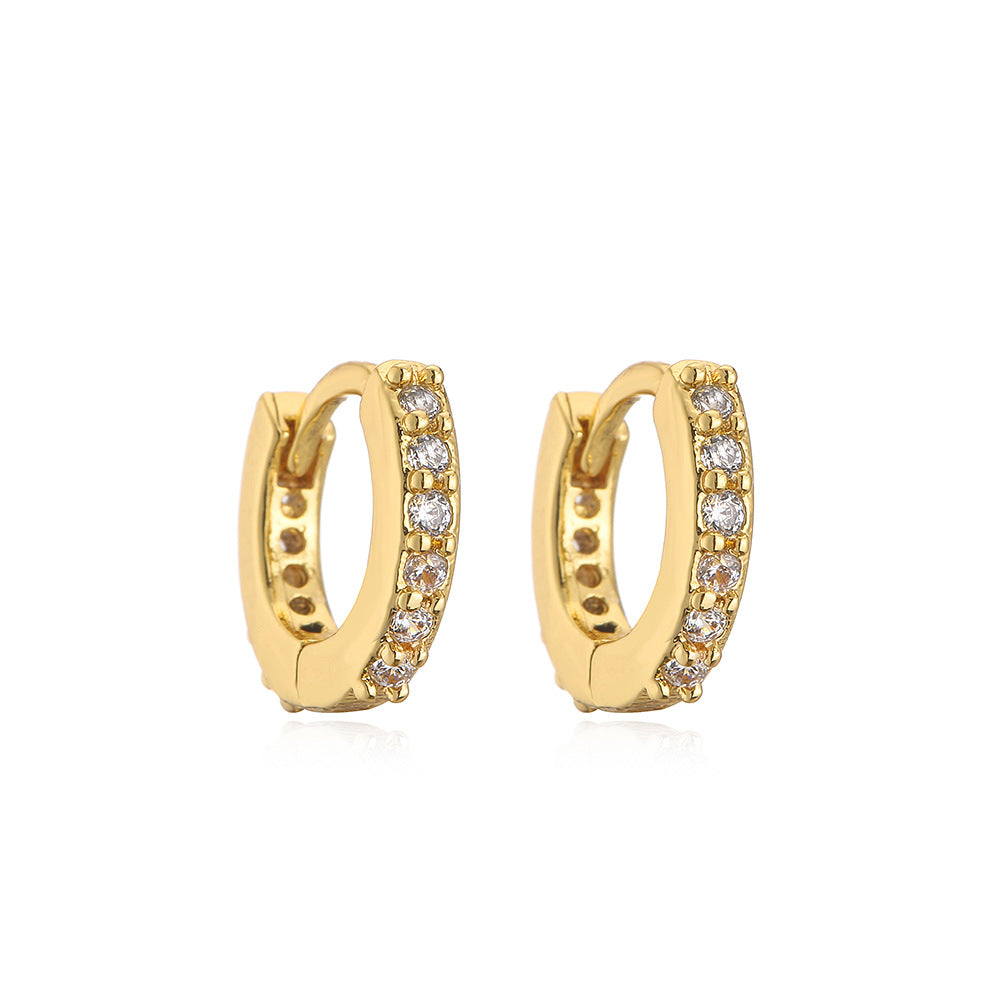 Minimalist Geometric Hoop Earrings for Women in Copper with Micro-Pave Setting