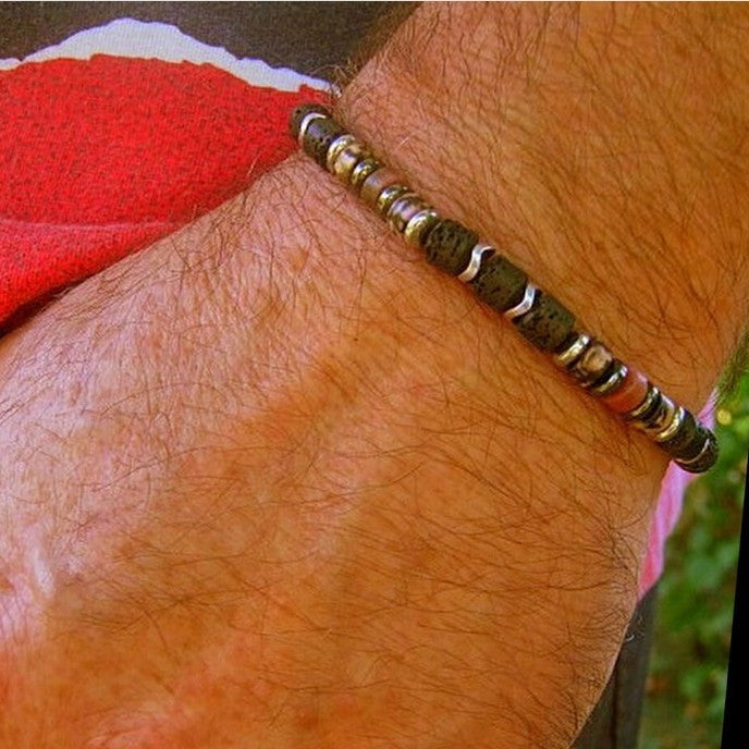 Natural Crystal Round Beaded Bracelet Handmade Geometric Stretch Jewelry Unisex