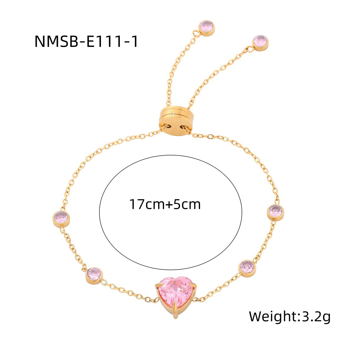 Fashionable Minimalist Starry Sky Heart-Shaped Rhinestone-Inlaid Titanium Steel Bracelet for Women with Plated Finish