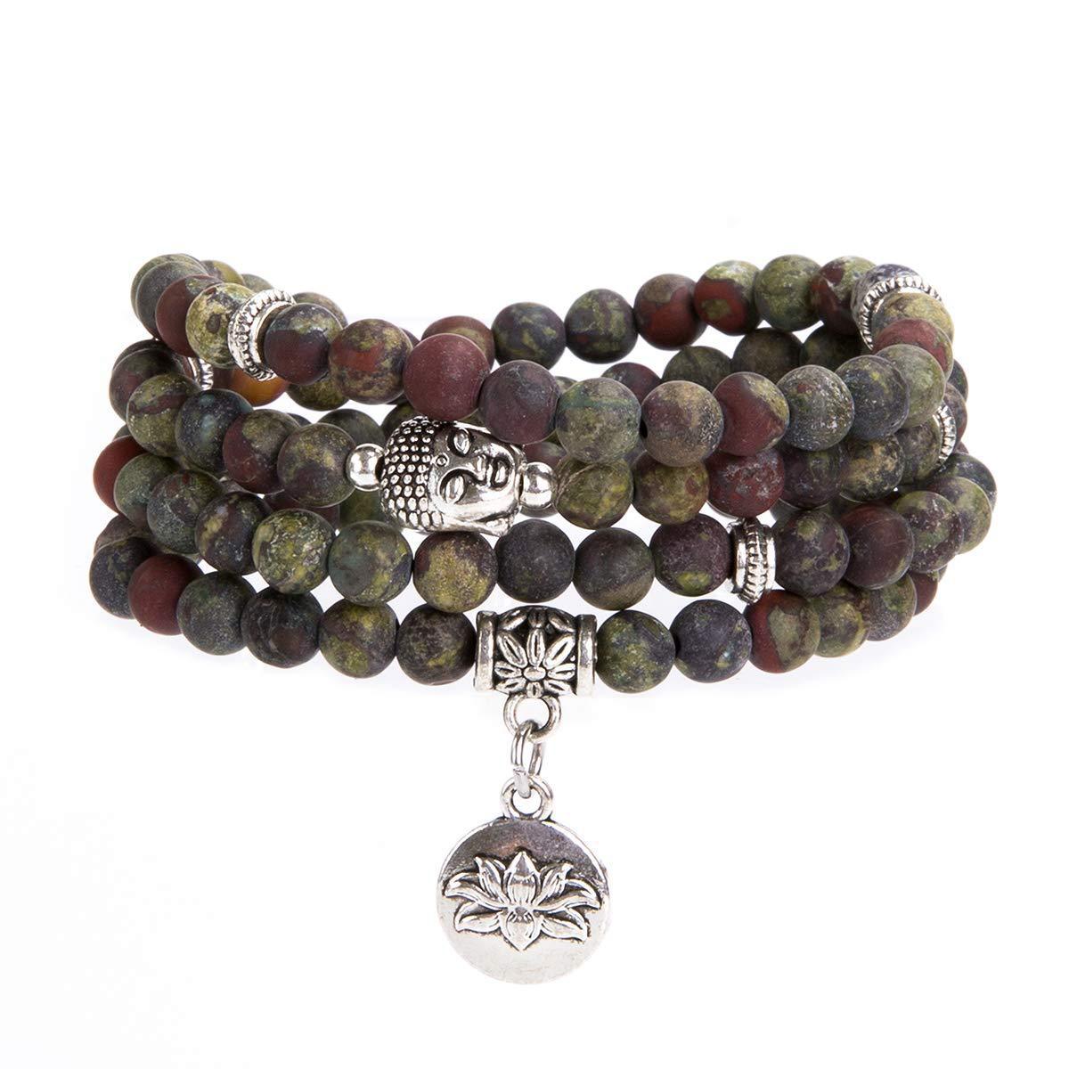 Minimalist Unisex Turquoise Lotus Pendant Wrap Bracelet