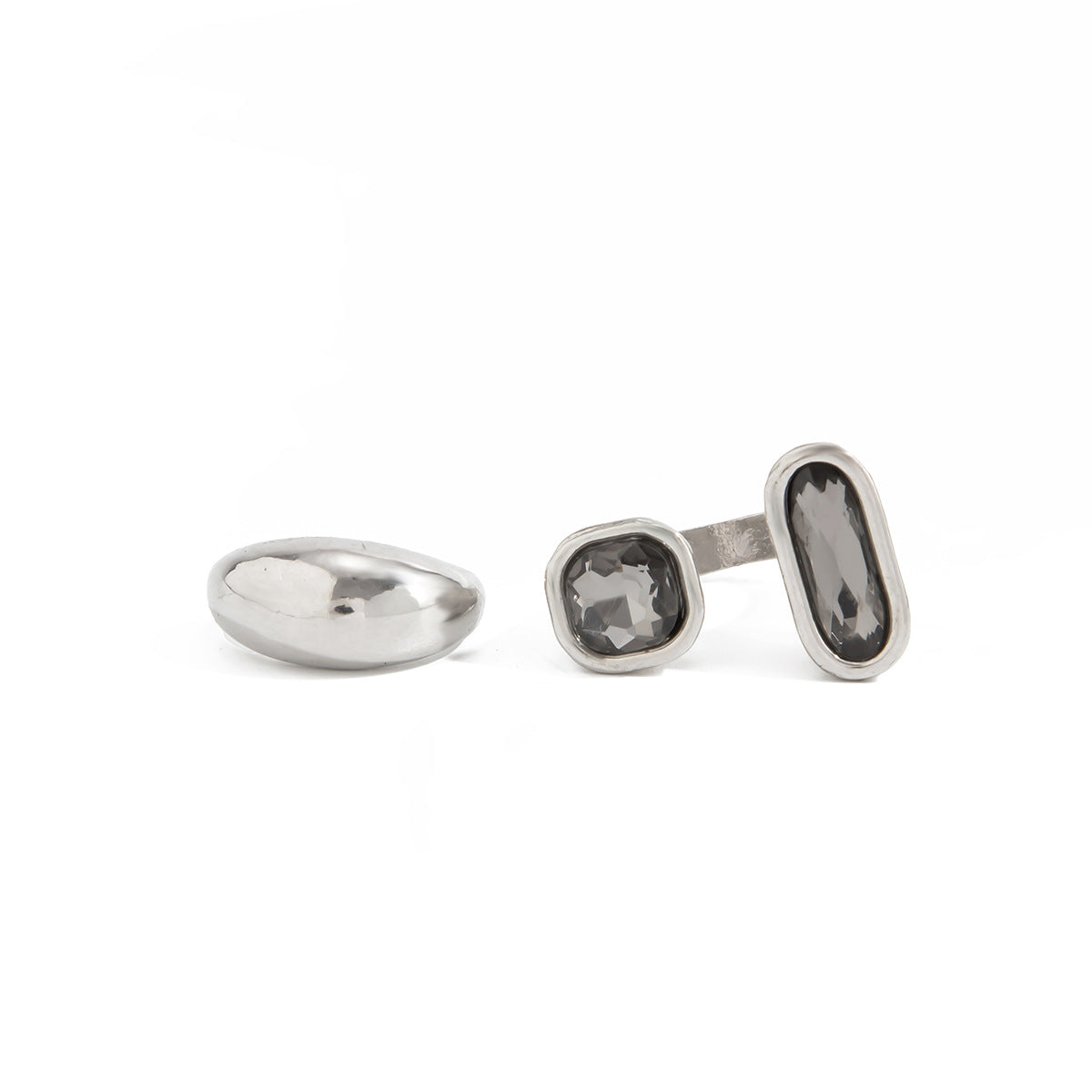 Minimalist Square Geometric Alloy Rhinestone Inlay Open Toe Ring for Women