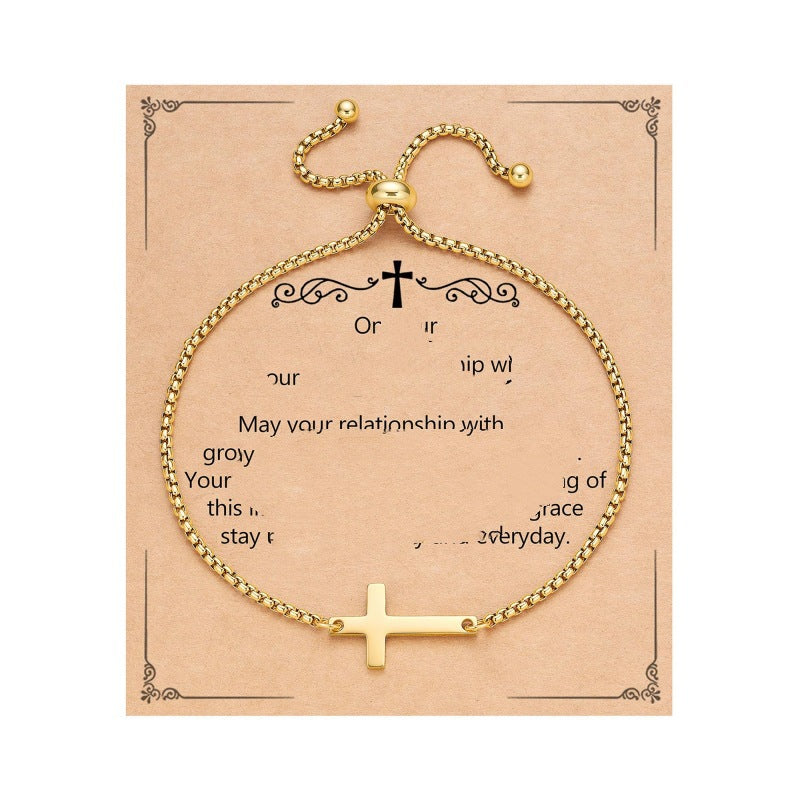 Minimalist Cross Stainless Steel Adjustable Bracelet for Women
