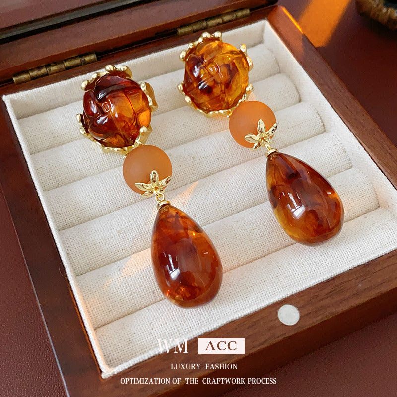 Vintage-Style Dripping Waterdrop and Geometric Alloy Earrings with Plated Silver-Plated Steel Posts for Women