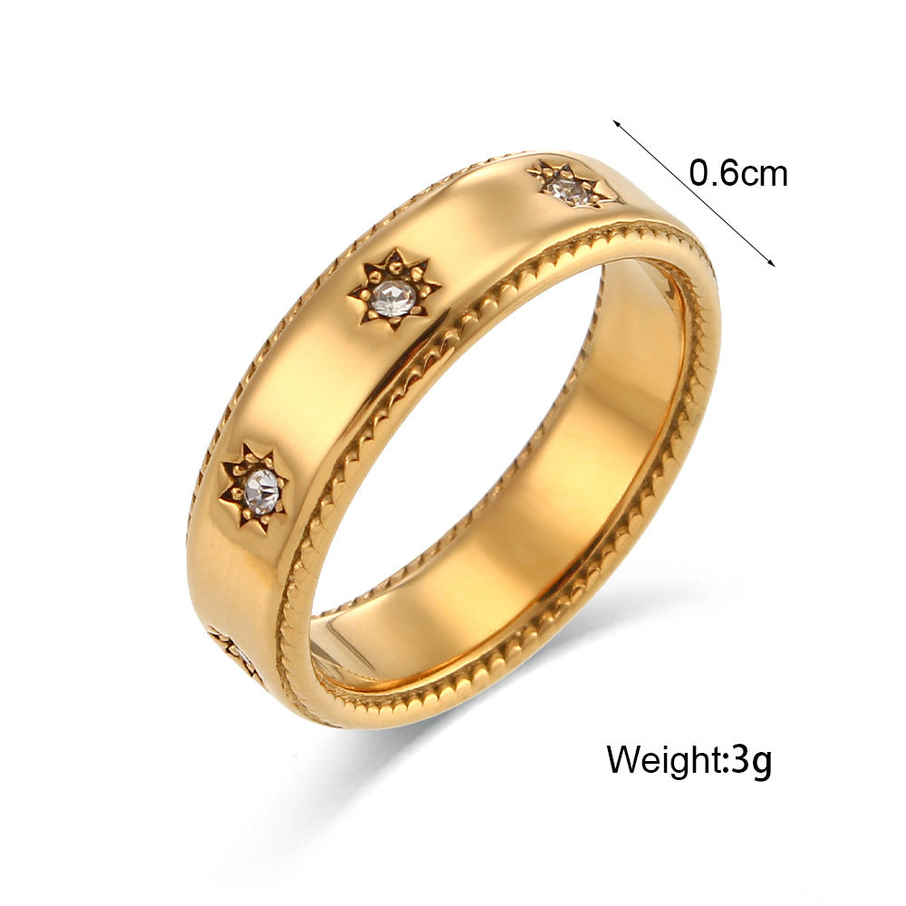 Anello da donna a stella in acciaio inossidabile placcato oro 18 carati geometrico minimalista