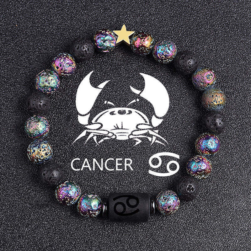 Casual Plated Volcanic Stone Star Beaded Bracelet 8mm Unisex Zodiac Jewelry