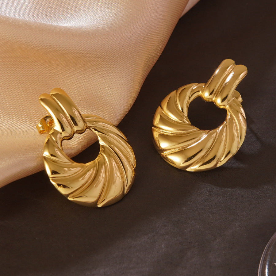 Orecchini da donna in acciaio inossidabile di lusso vintage con geometria irregolare stampata