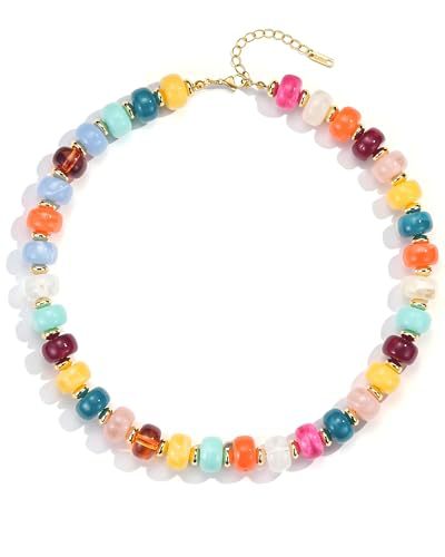 Vintage Bohemian Heart Resin Acrylic Pendant Necklace for Women