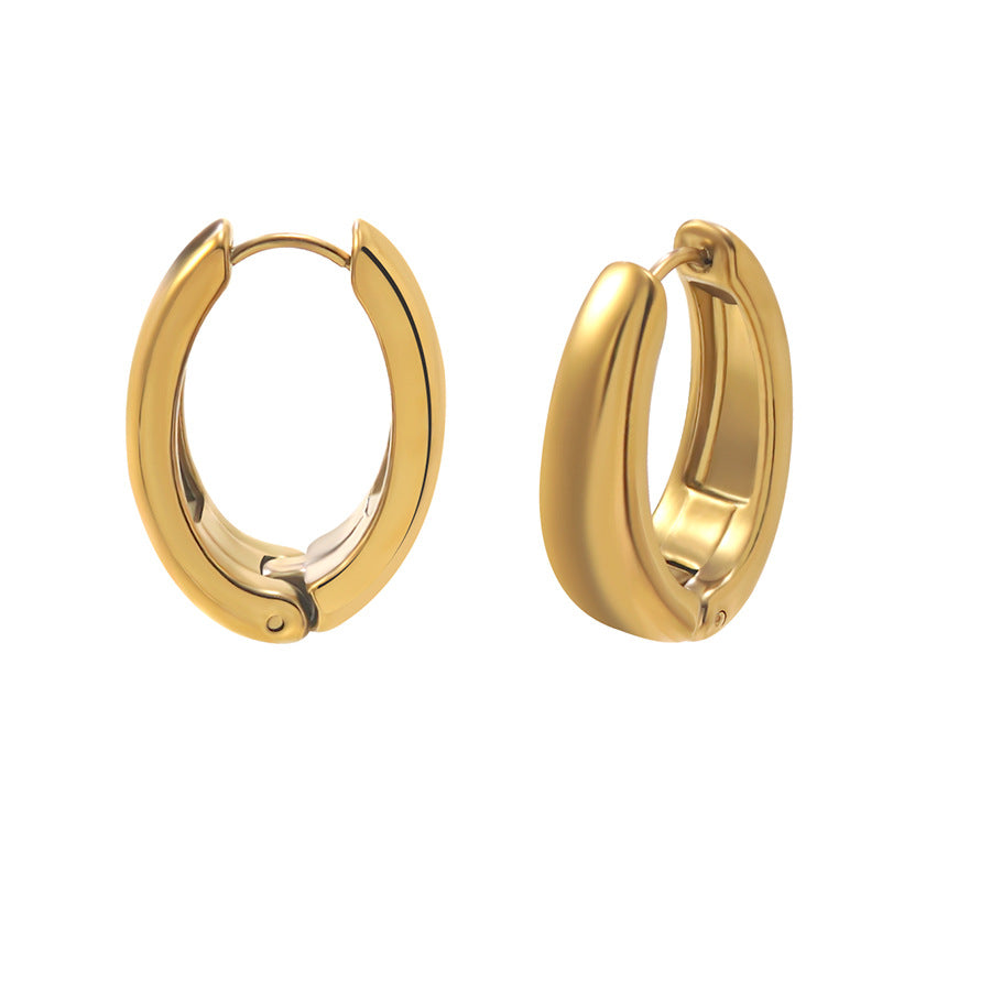 Elegant Round Geometric Stainless Steel Gold Plated Hoop Earrings for Women