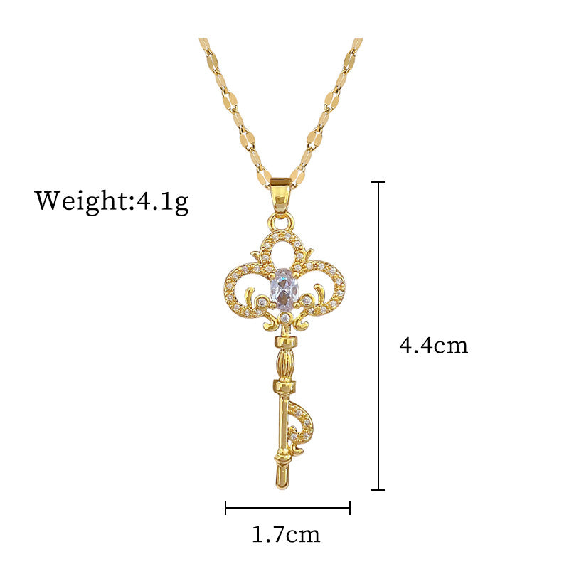 Collana con ciondolo geometrico di lusso vintage con strass, catena in acciaio al titanio, unisex