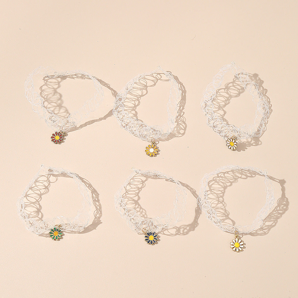 Bracciale in lega minimalista a forma di margherita per bambine dai 6 ai 10 anni, design floreale, accessorio estivo