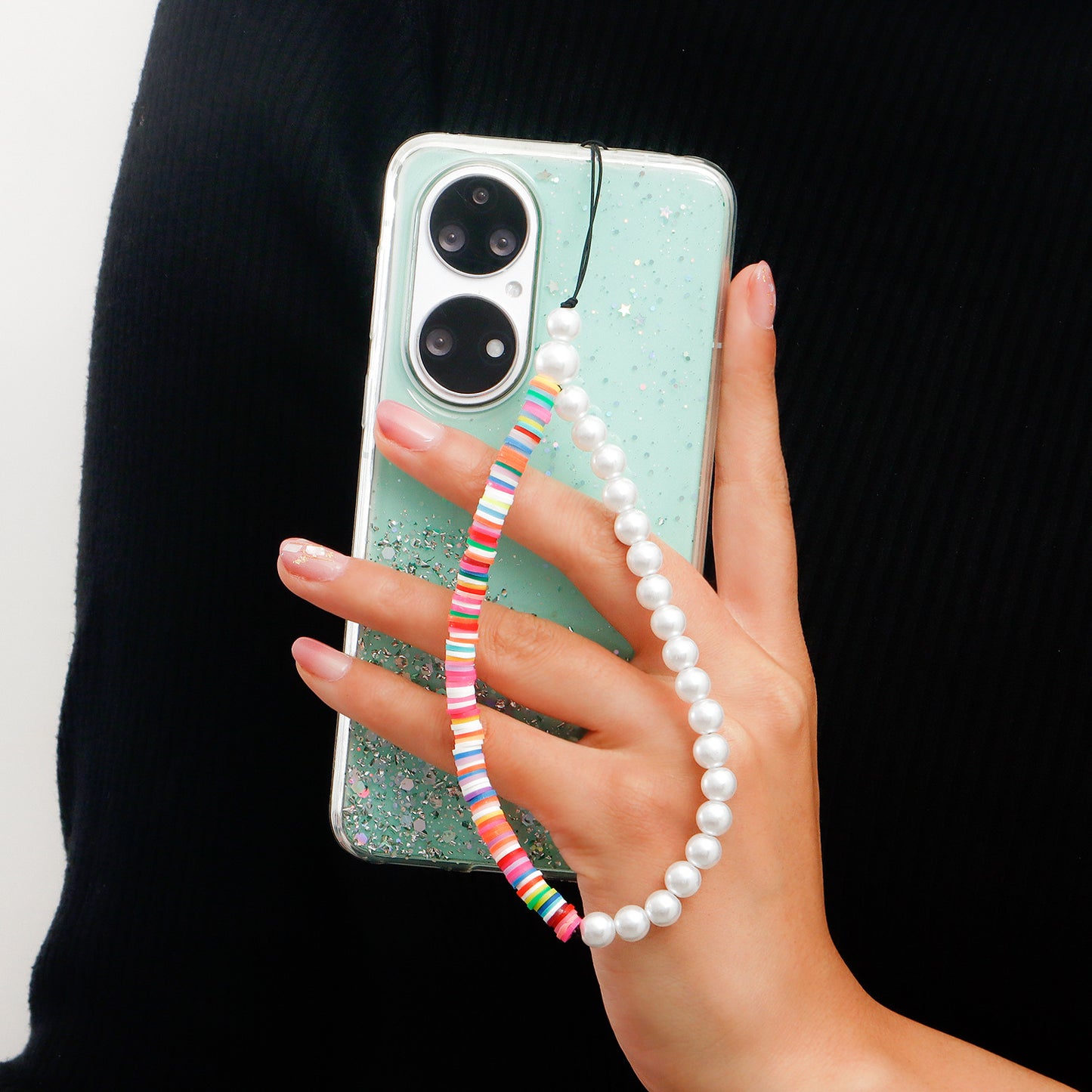 Bohemian Sweet Colorful Resin Imitation Pearl Alloy Phone Chain