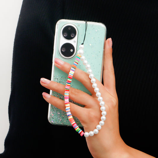 Bohemian Sweet Colorful Resin Imitation Pearl Alloy Phone Chain