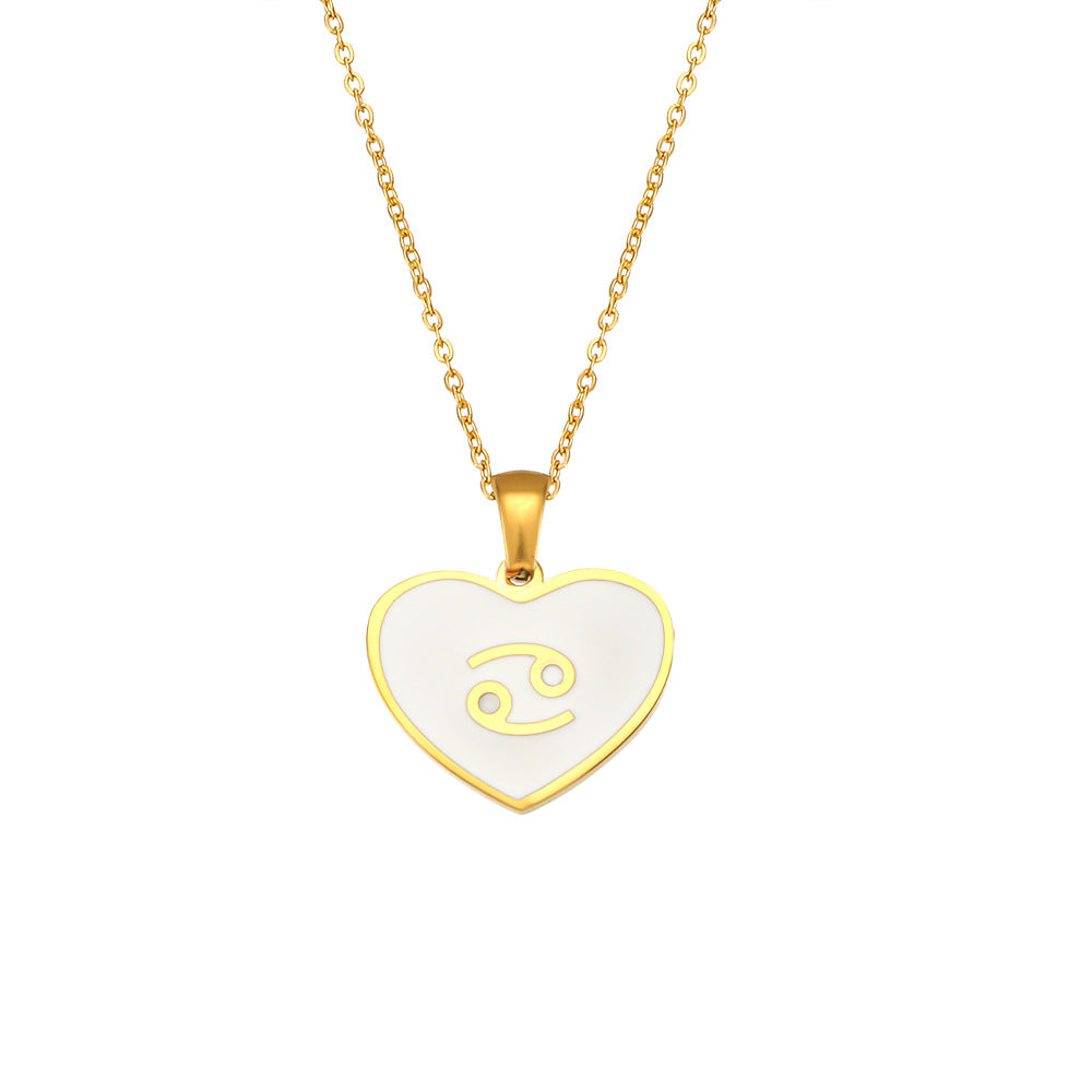 Collana Pendente Segno Zodiacale Minimalista da Donna in Acciaio Inossidabile con Finitura Smaltata