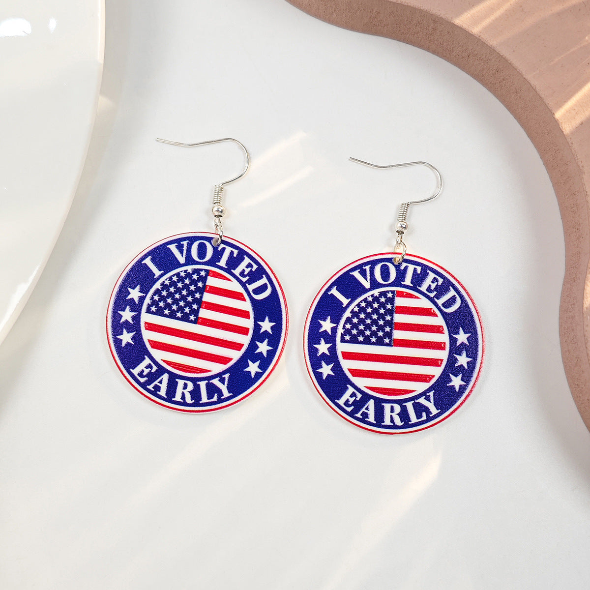 Vintage Round Heart Floral Acrylic Plated Earrings for Women